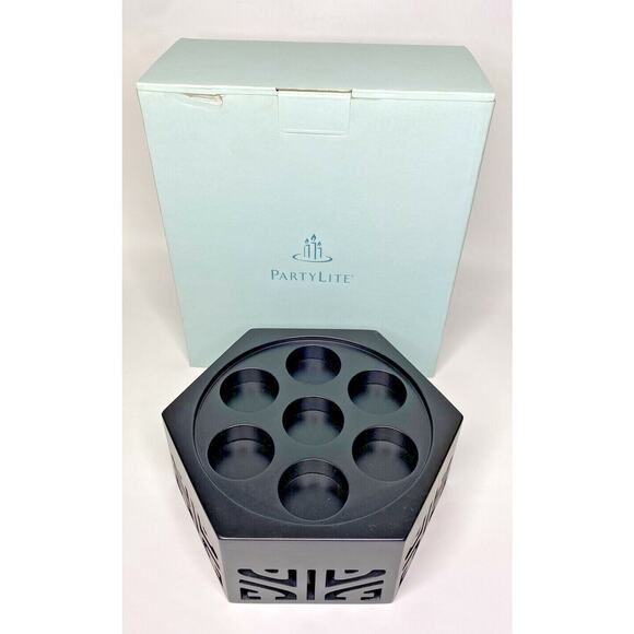 PartyLite Hexagon 3 Wick Candle Holder Retired Rare NIB P13A/P9650 - Picture 1 of 2